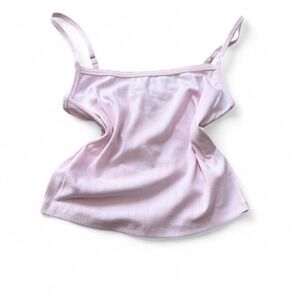 Good American Pink Pointelle Cropped Camisole Top